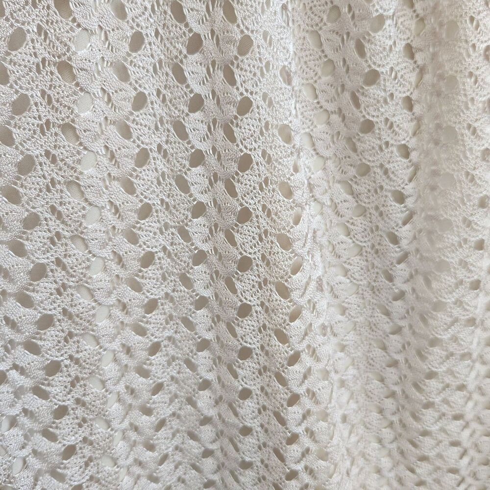 Roz & Ali-2X-Boho-Beige-Crochet Knit Top-Layered Flutter Sleeve-Coastal Grandma - Picture 6 of 10
